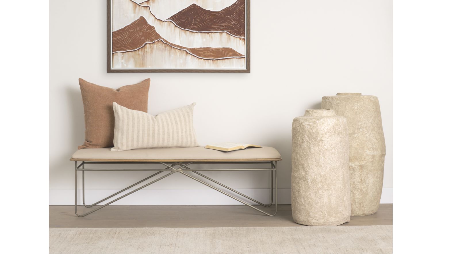 Rama Beige Paper Mache Floor Vase-Small