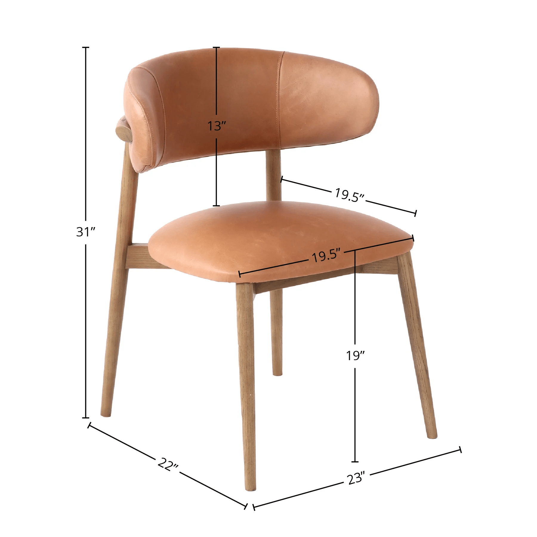 Windsor dining Chair- Hazelnut Leather - Image 5
