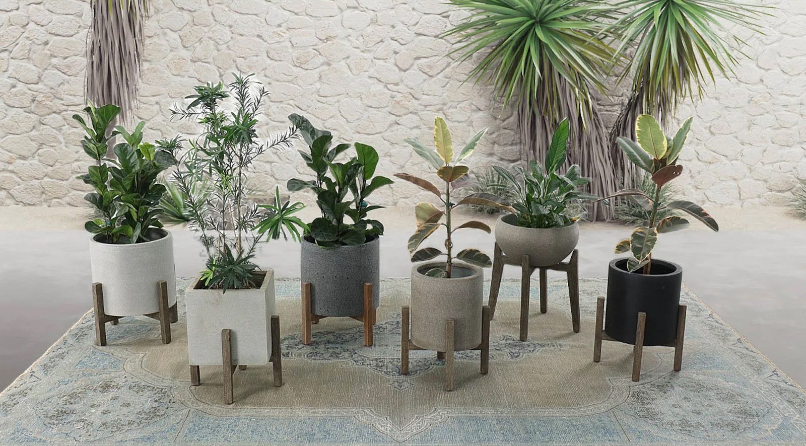 Patio Square Standing Pot - Natural Stone - Image 6