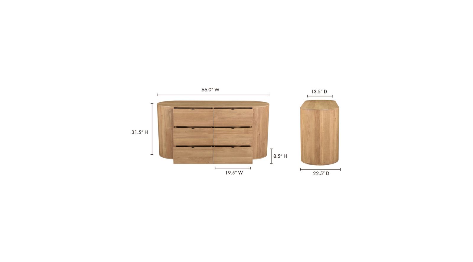 THEO 6 DRAWER DRESSER-NATURAL - Image 9