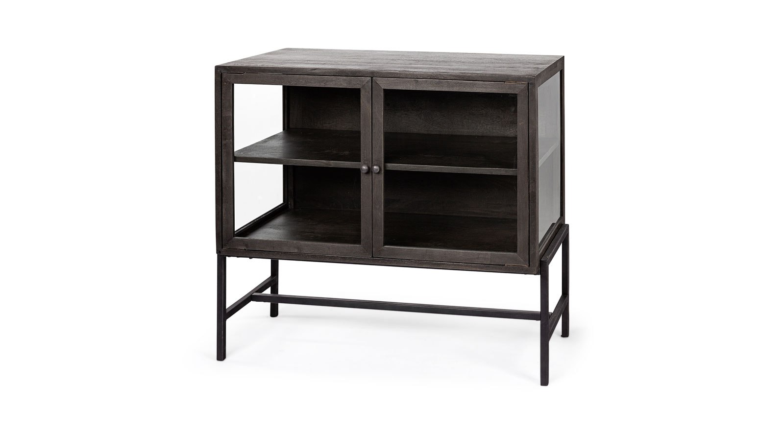 Arelius Dark Brown Wood and Iron 2 Door Accent Cabinet