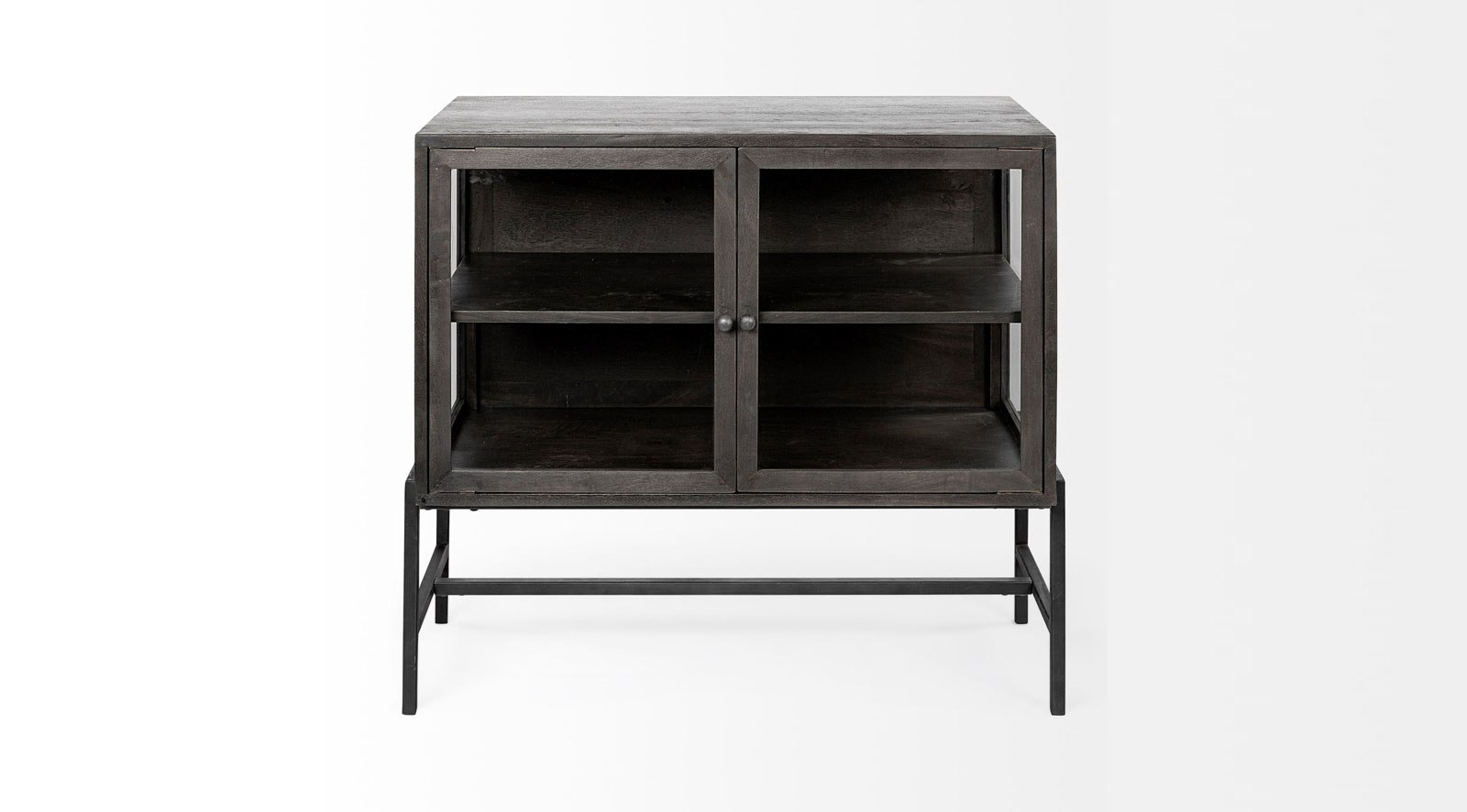 Arelius Dark Brown Wood and Iron 2 Door Accent Cabinet - Image 2