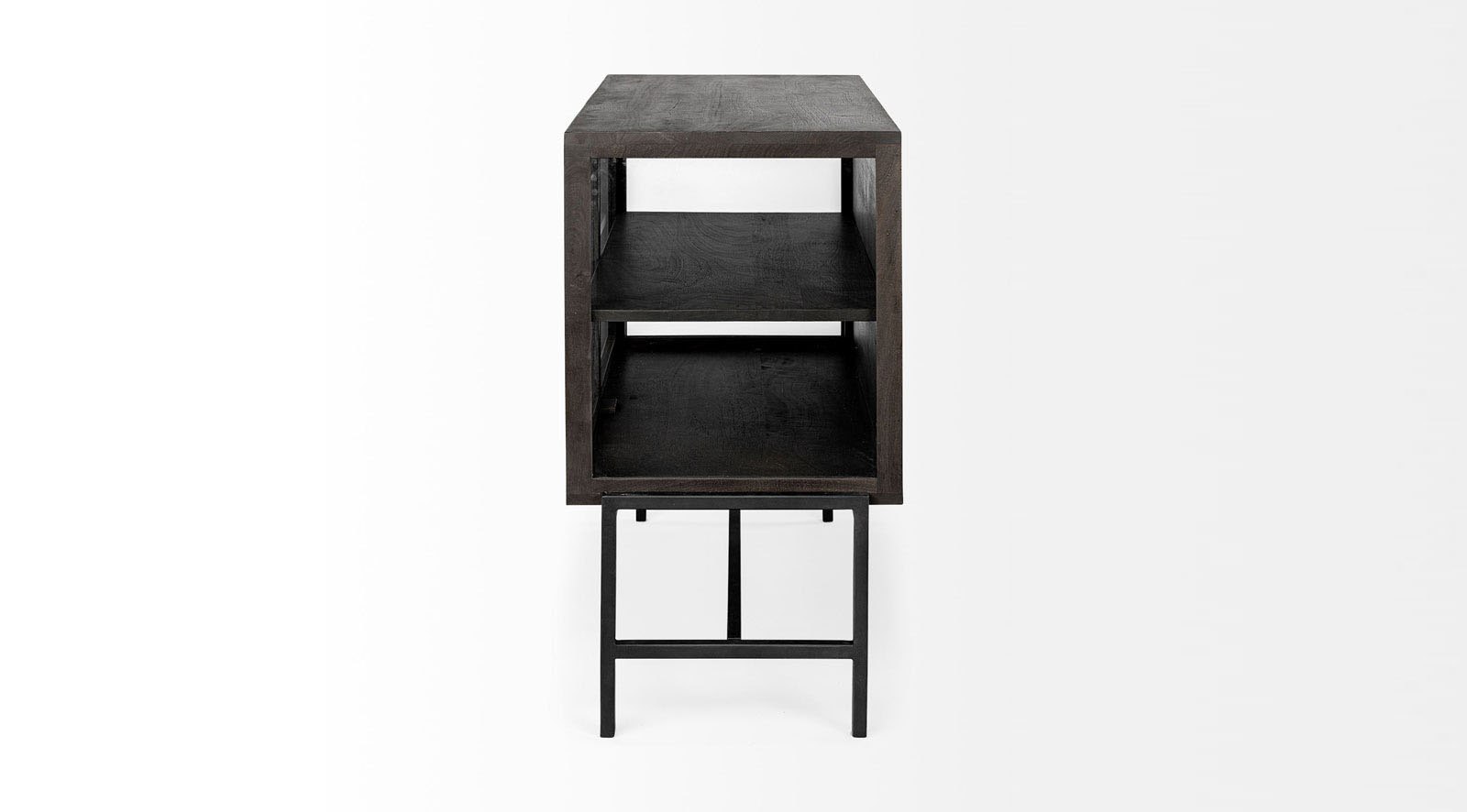 Arelius Dark Brown Wood and Iron 2 Door Accent Cabinet - Image 3