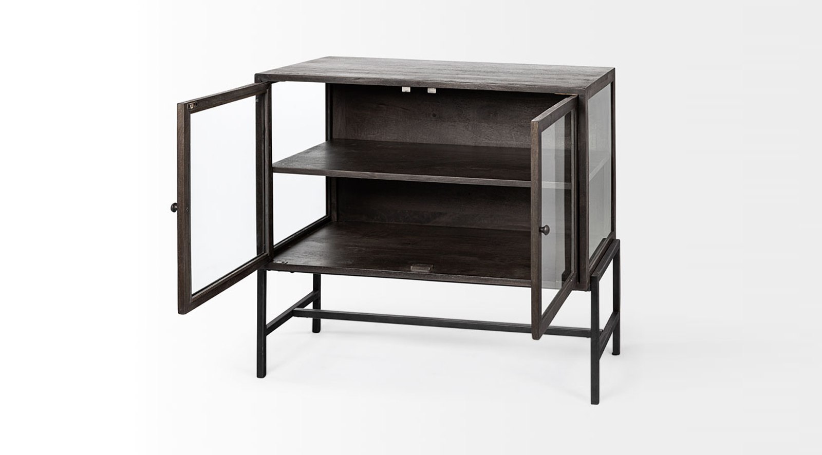 Arelius Dark Brown Wood and Iron 2 Door Accent Cabinet - Image 5