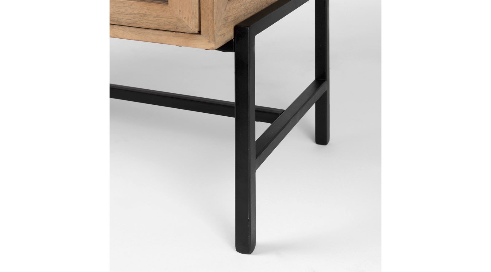 Arelius Light Brown W/ Black Metal Base 2 Door Accent Cabinet - Image 9
