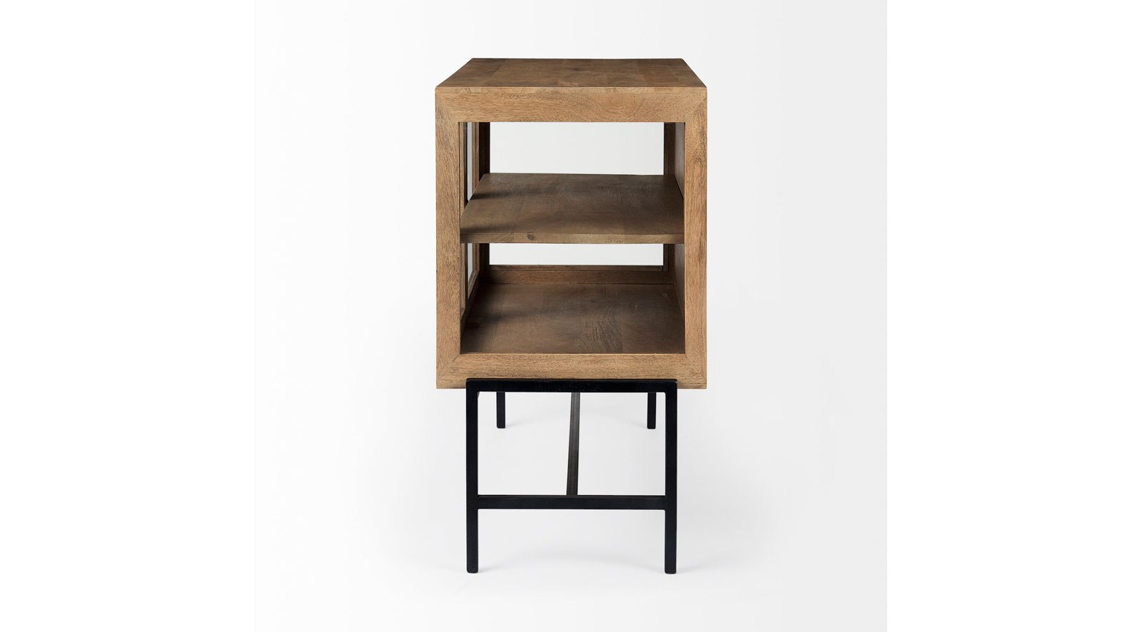 Arelius Light Brown W/ Black Metal Base 2 Door Accent Cabinet - Image 3