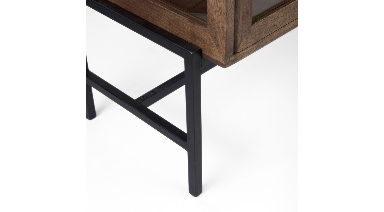 Arelius Medium Brown Wood W/ Black Metal Base 2 Door Accent Cabinet - Image 11