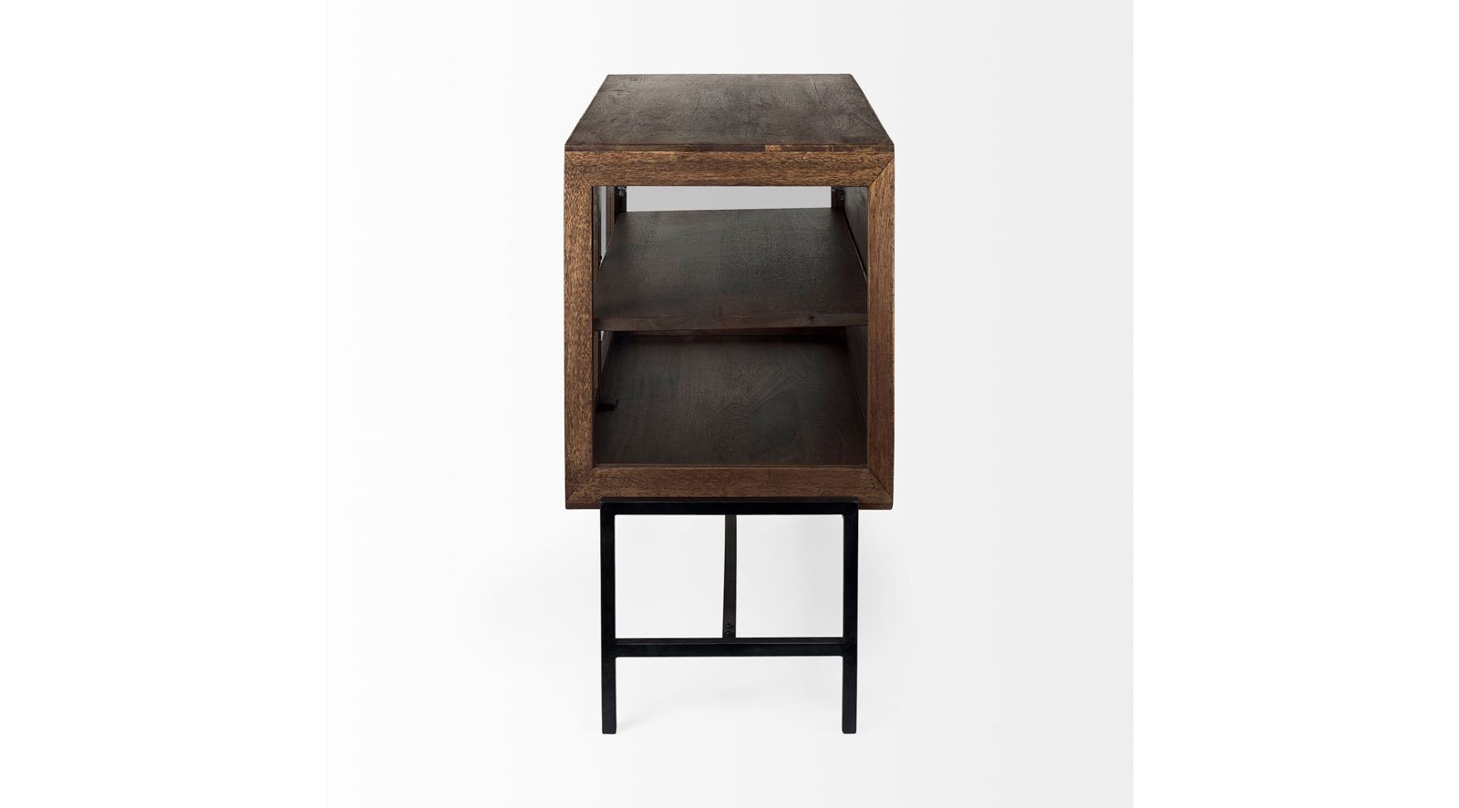 Arelius Medium Brown Wood W/ Black Metal Base 2 Door Accent Cabinet - Image 4