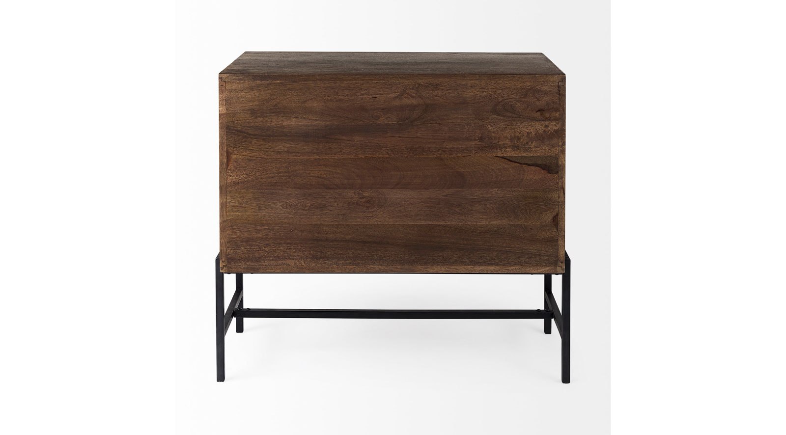 Arelius Medium Brown Wood W/ Black Metal Base 2 Door Accent Cabinet - Image 5