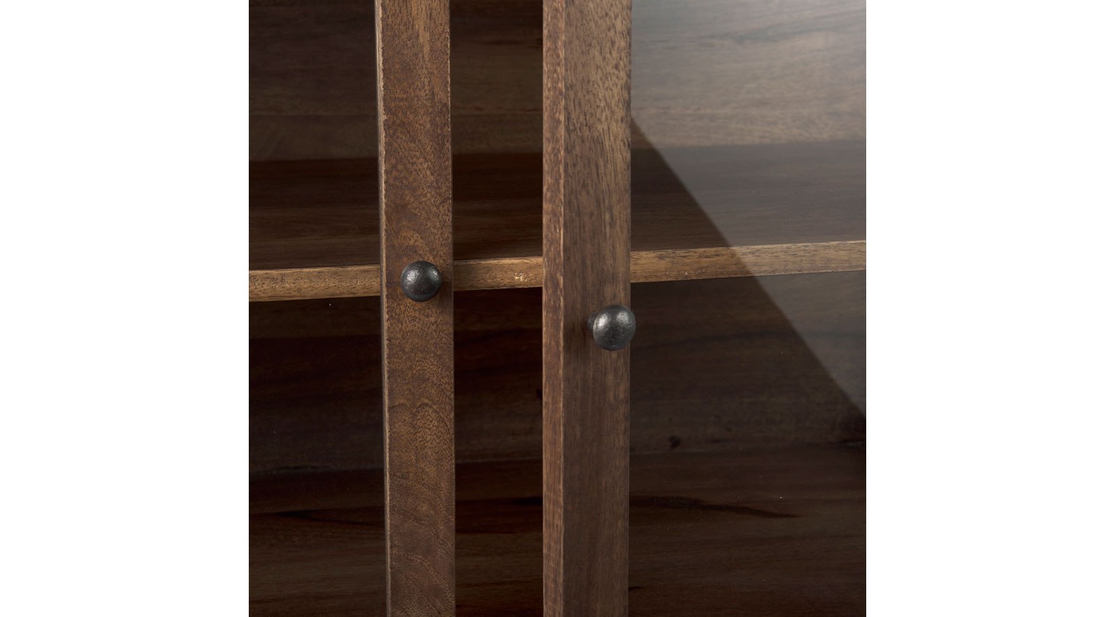 Arelius Medium Brown Wood W/ Black Metal Base 2 Door Accent Cabinet - Image 8