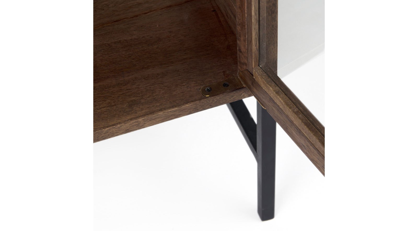 Arelius Medium Brown Wood W/ Black Metal Base 2 Door Accent Cabinet - Image 10