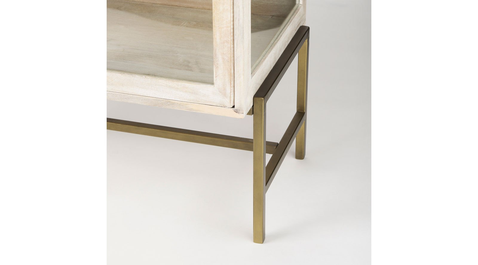 Arelius White Wood W/ Gold Metal Base 2 Door Accent Cabinet - Image 10