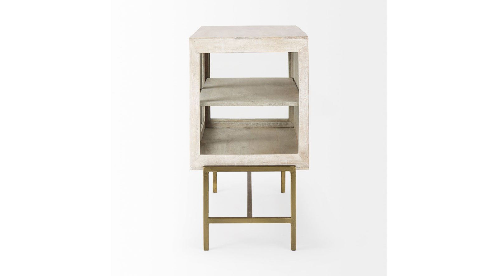 Arelius White Wood W/ Gold Metal Base 2 Door Accent Cabinet - Image 3