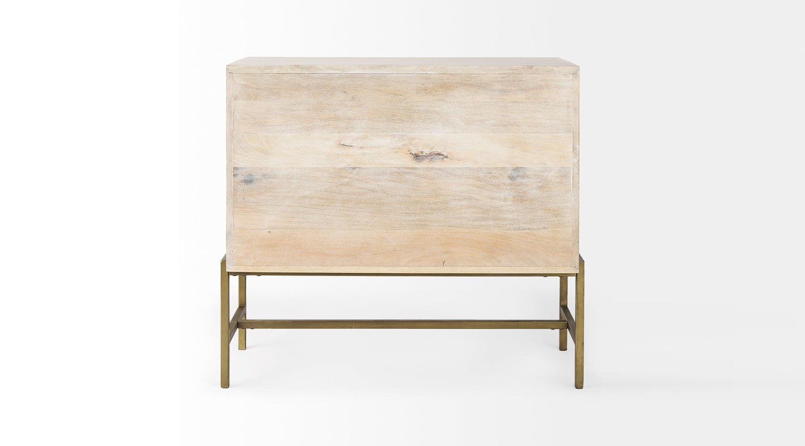 Arelius White Wood W/ Gold Metal Base 2 Door Accent Cabinet - Image 4