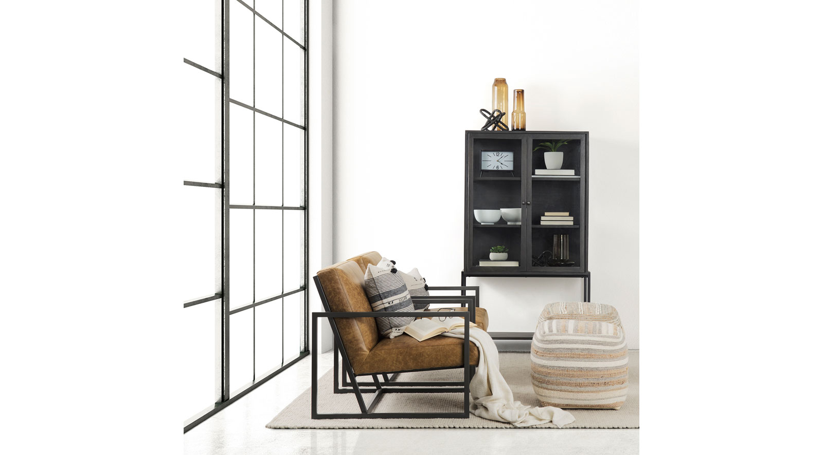 Arelius Dark Brown Wood W/ Black Metal Base Display Cabinet - Image 12