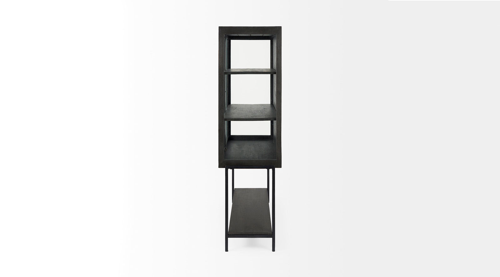 Arelius Dark Brown Wood W/ Black Metal Base Display Cabinet - Image 3