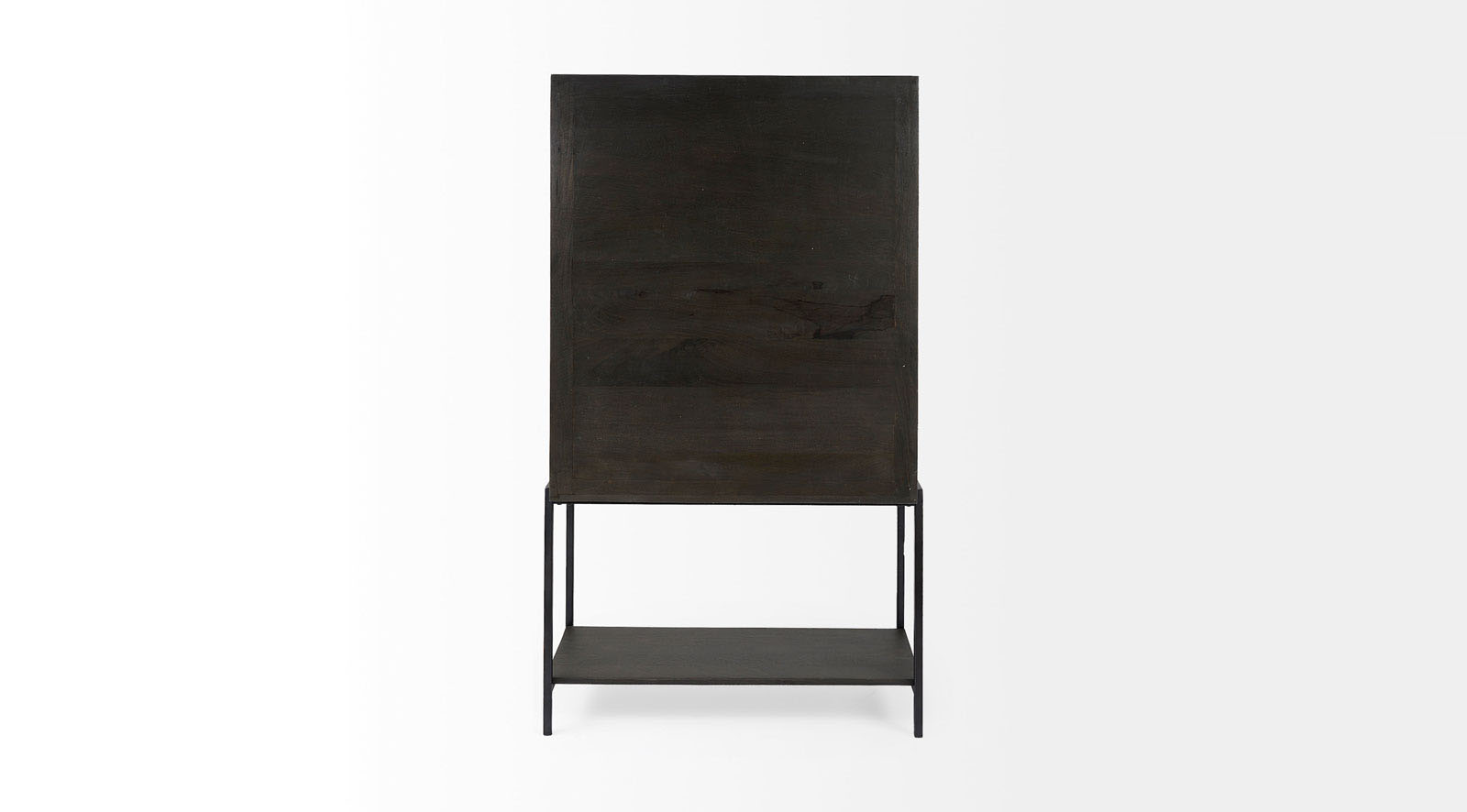 Arelius Dark Brown Wood W/ Black Metal Base Display Cabinet - Image 4