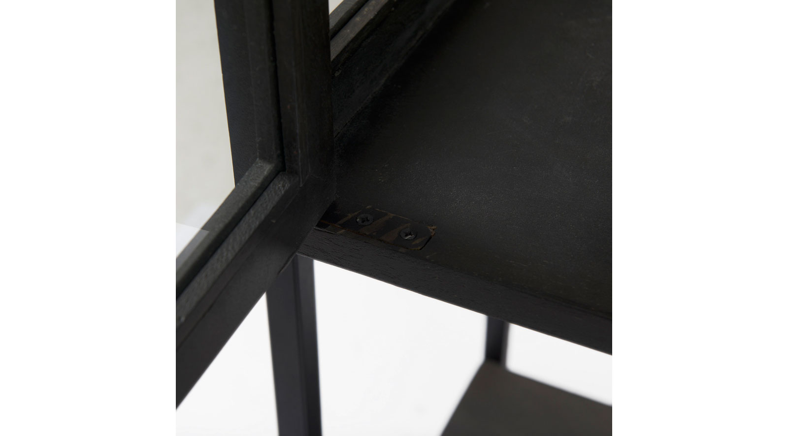 Arelius Dark Brown Wood W/ Black Metal Base Display Cabinet - Image 10