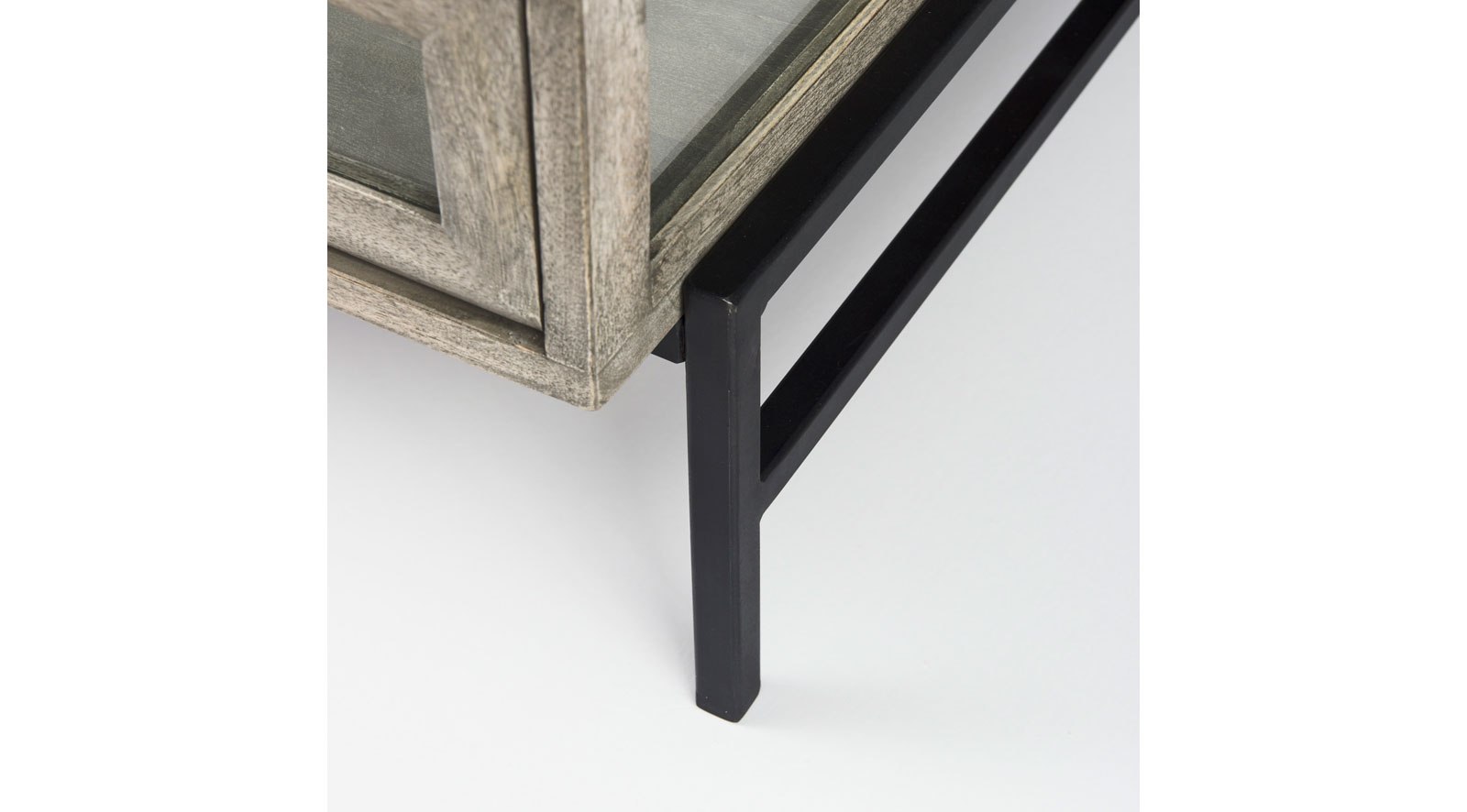 Arelius Gray Wood W/ Black Metal Base Square Display Coffee Table - Image 5