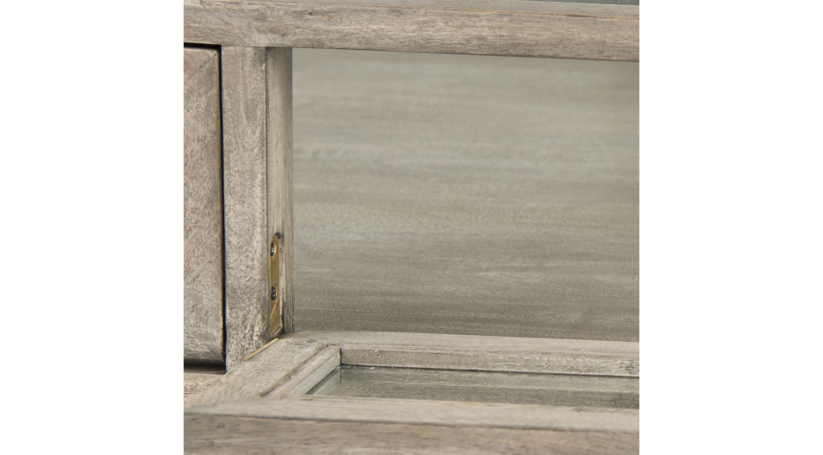 Arelius Gray Wood W/ Black Metal Base Square Display Coffee Table - Image 6