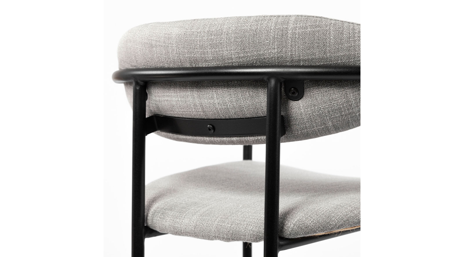 Parker Dining Chair Gray Fabric Seat Black Metal - Image 5