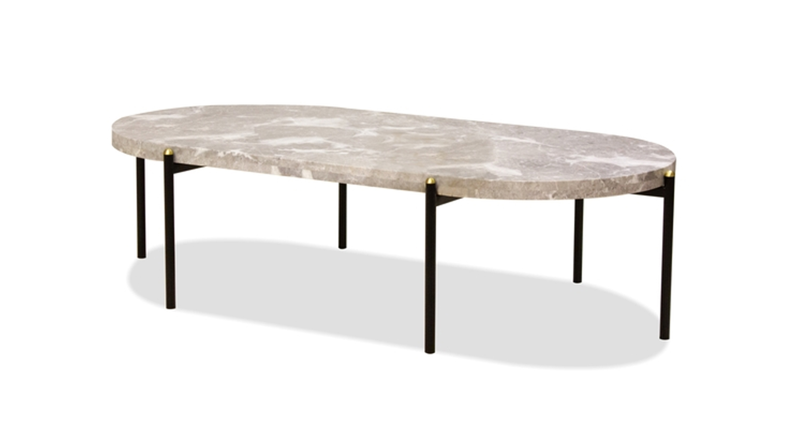 Velodrome Coffee Table With Removable Tray Grey Marble Top / Black Legs With Brass Cup - Image 4