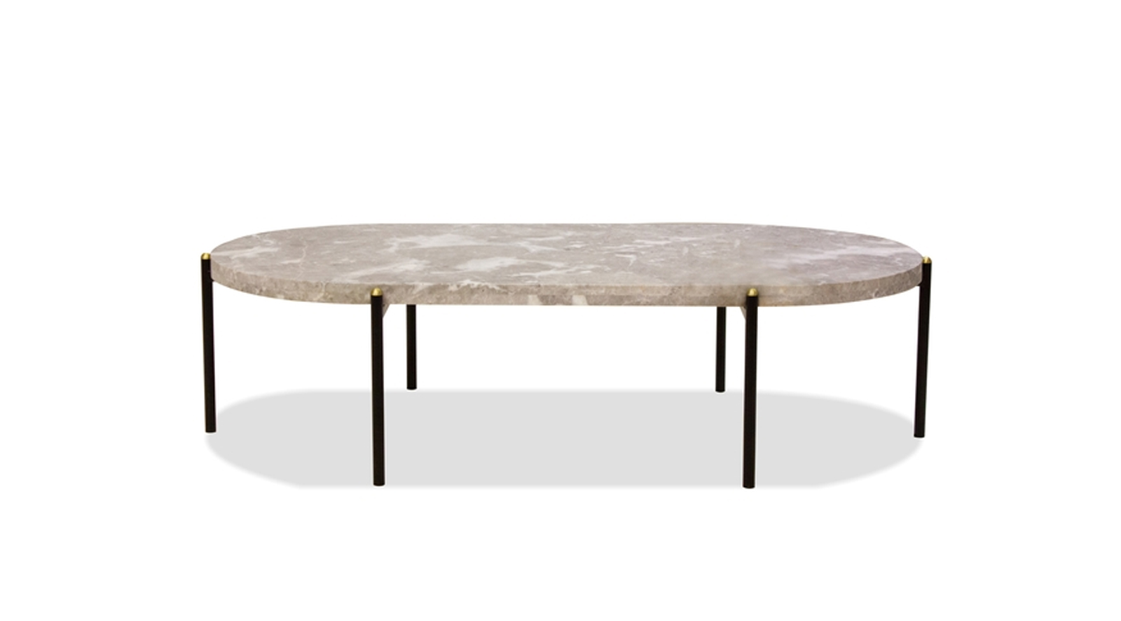 Velodrome Coffee Table With Removable Tray Grey Marble Top / Black Legs With Brass Cup - Image 2