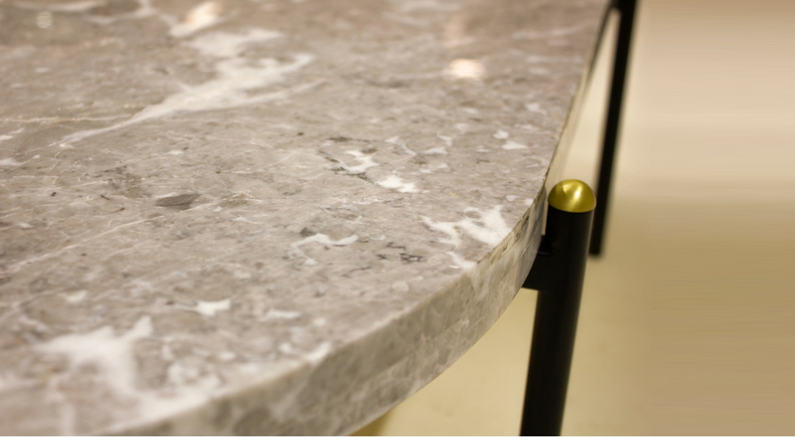 Velodrome Coffee Table With Removable Tray Grey Marble Top / Black Legs With Brass Cup - Image 5