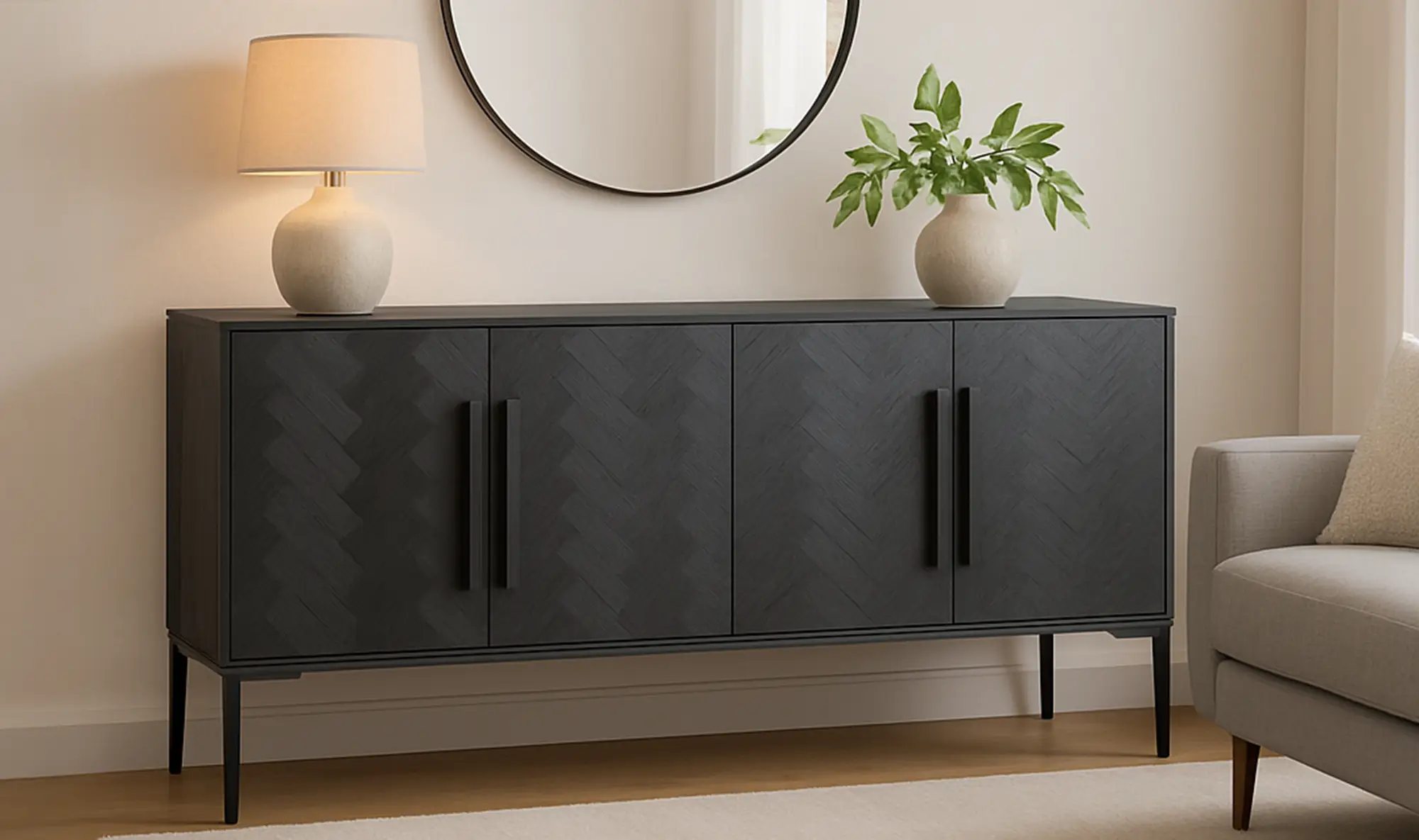 Fishbone Sideboard Black - Image 7