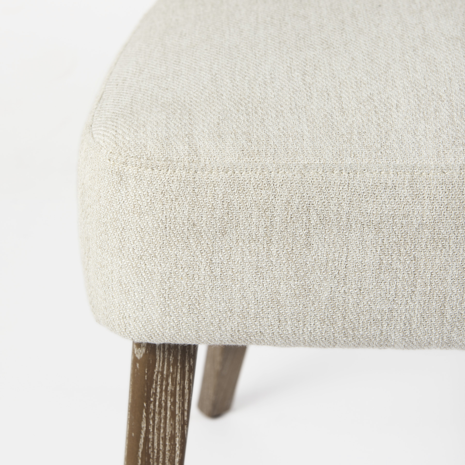 Niles Wingback Dining Chair | Cream Fabric w/ Medium Brown Wooden - Image 6