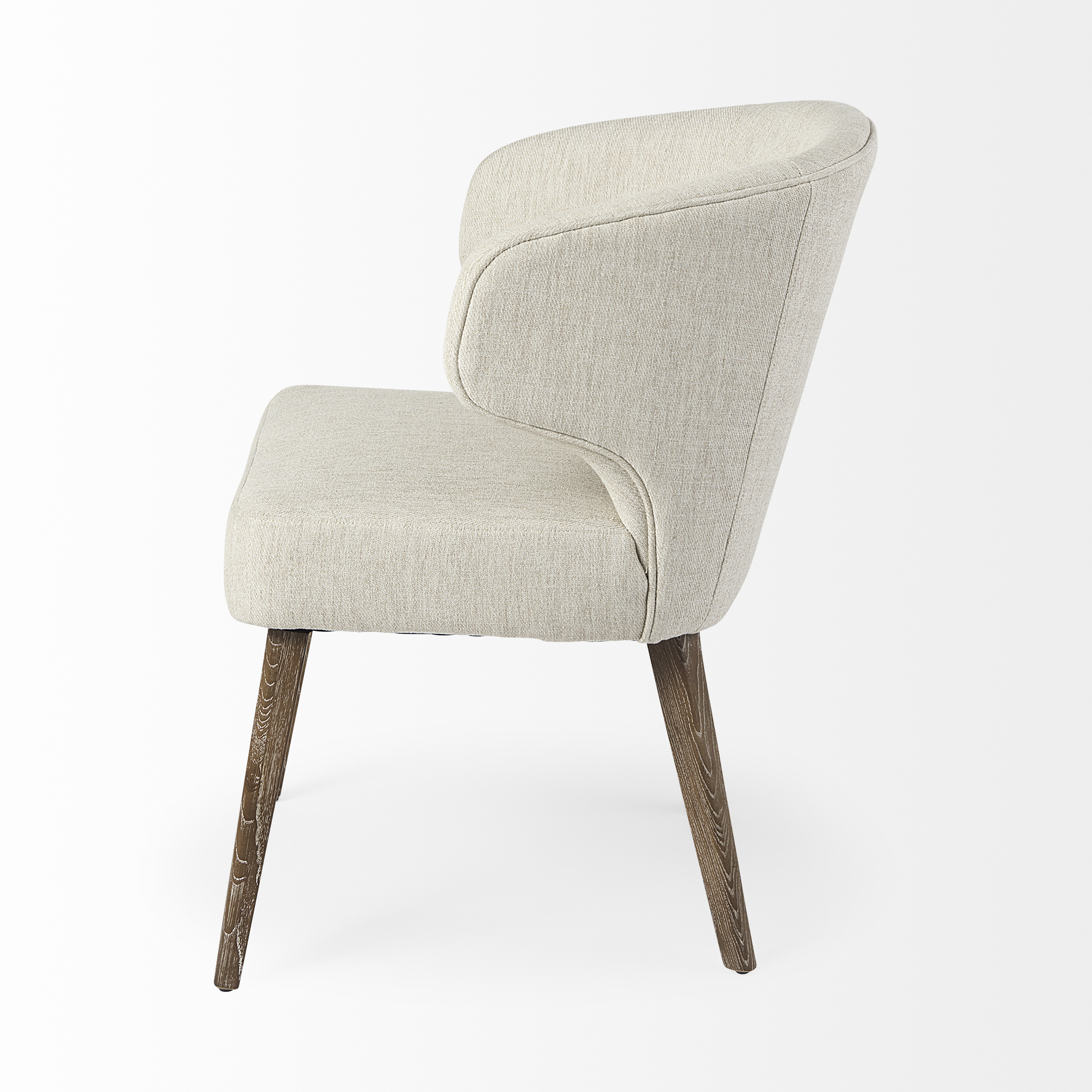 Niles Wingback Dining Chair | Cream Fabric w/ Medium Brown Wooden - Image 5