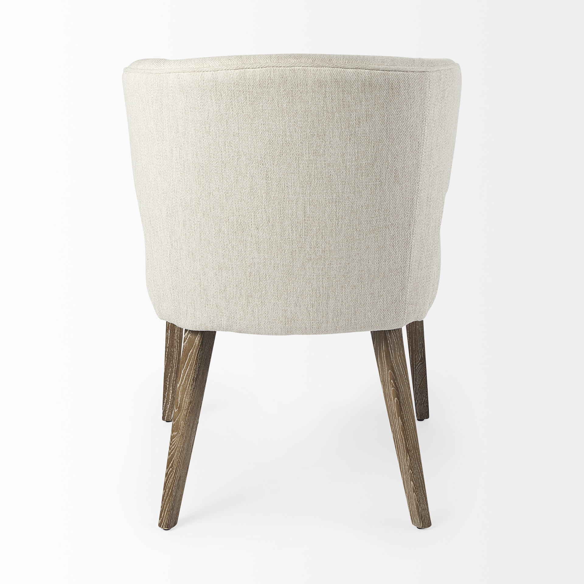 Niles Wingback Dining Chair | Cream Fabric w/ Medium Brown Wooden - Image 4