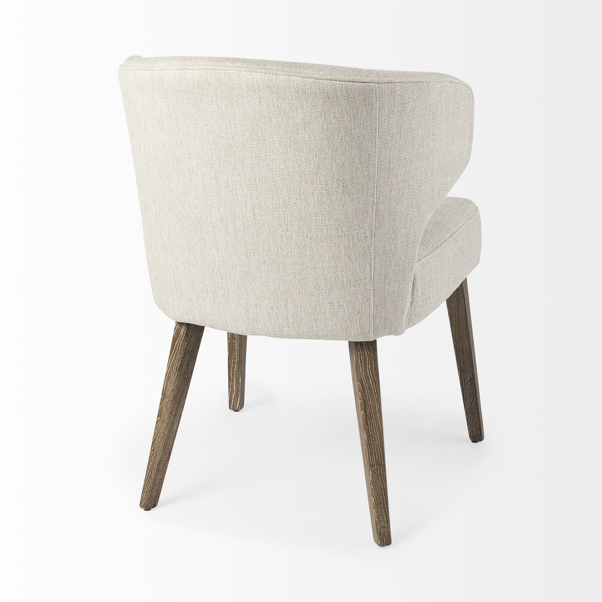 Niles Wingback Dining Chair | Cream Fabric w/ Medium Brown Wooden - Image 3