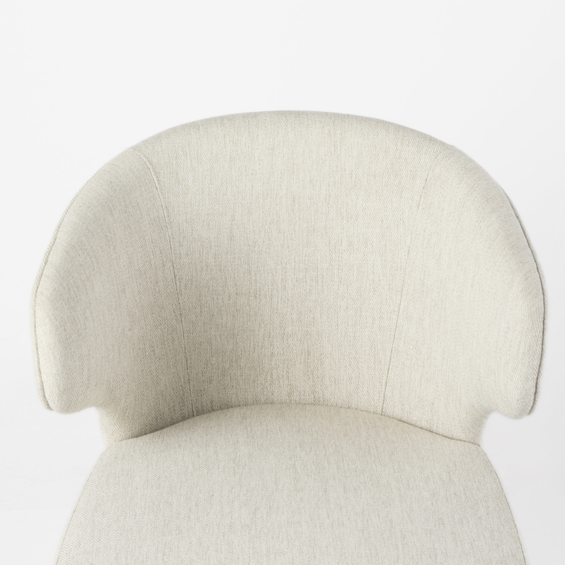 Niles Wingback Dining Chair | Cream Fabric w/ Medium Brown Wooden - Image 8