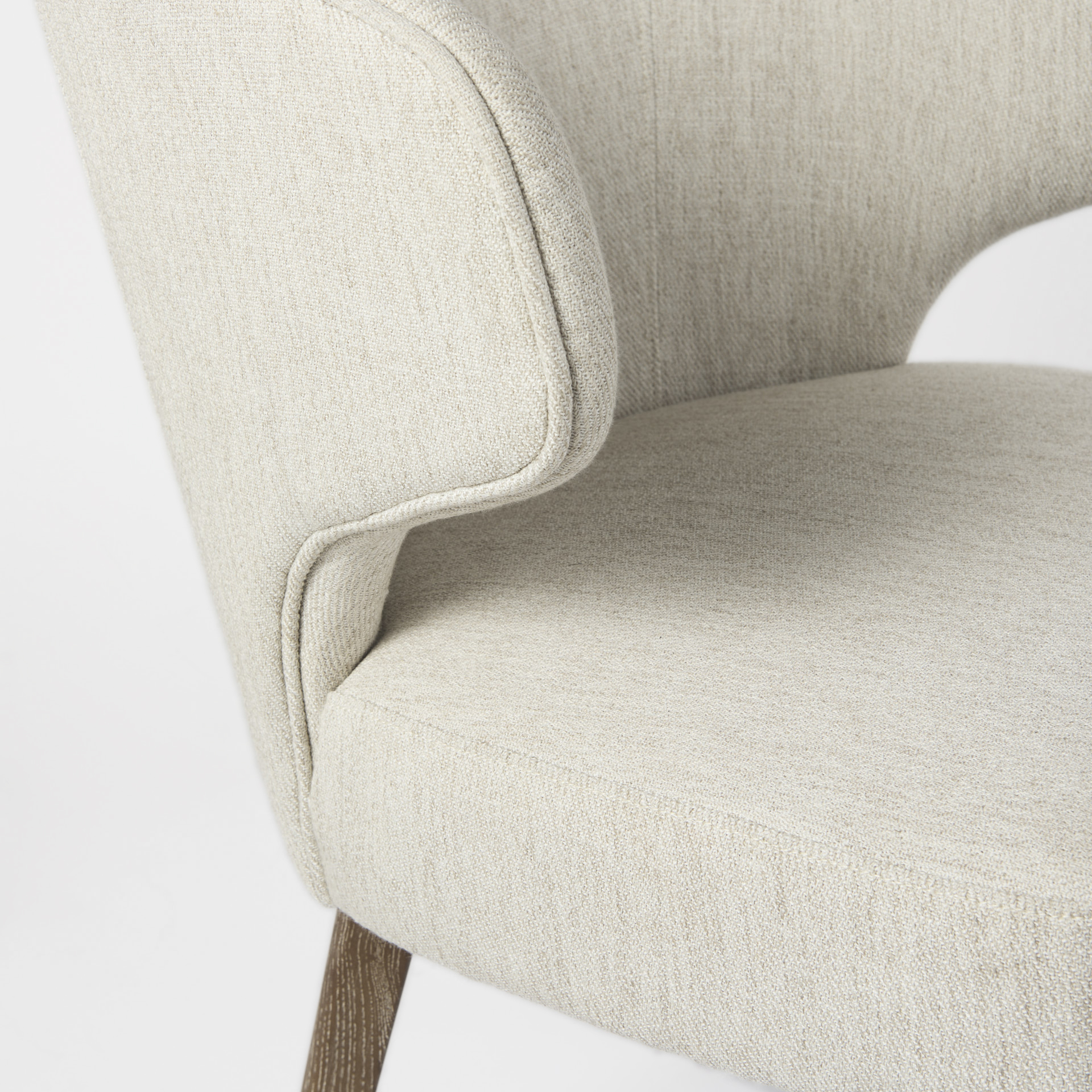 Niles Wingback Dining Chair | Cream Fabric w/ Medium Brown Wooden - Image 7