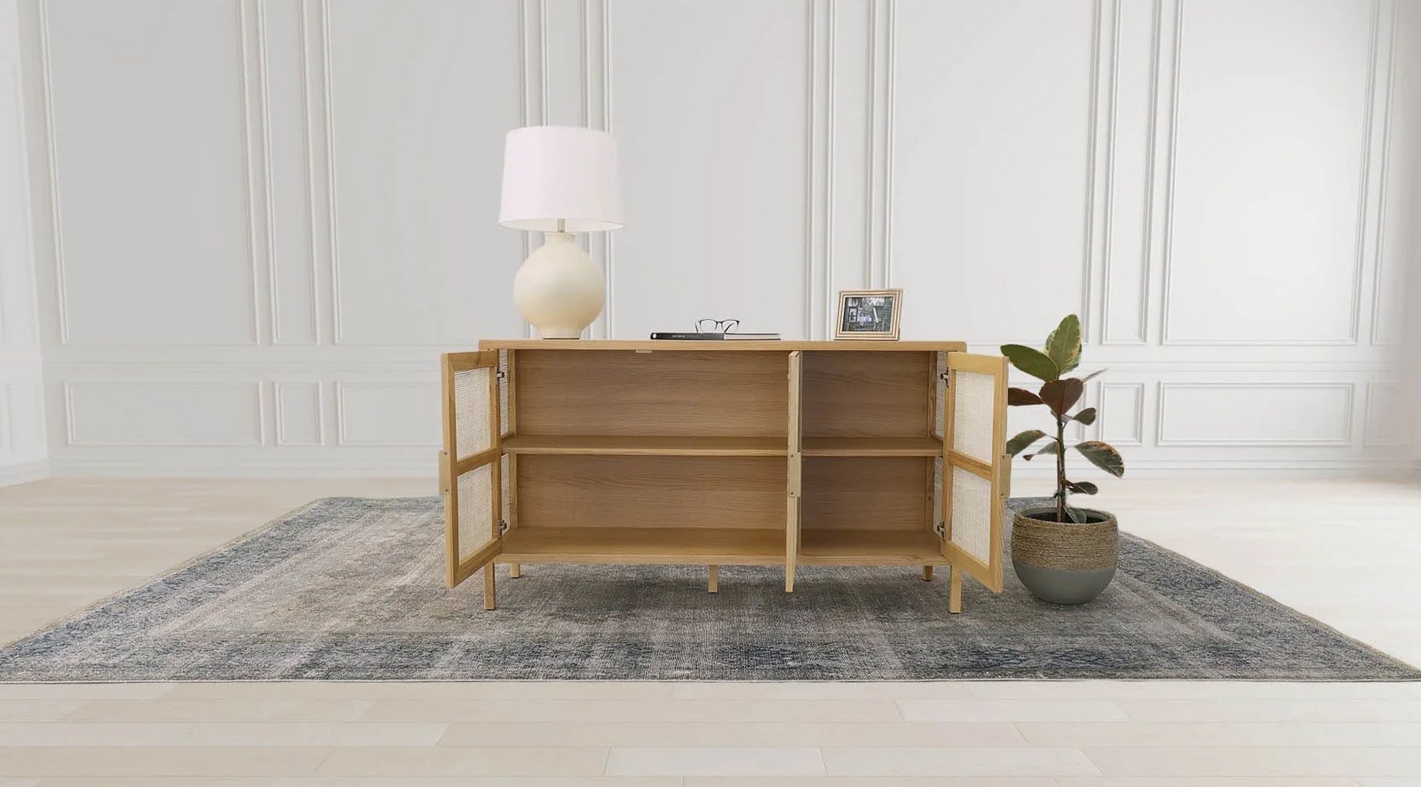 Rattan 3 Door Sideboard Natural - Image 6