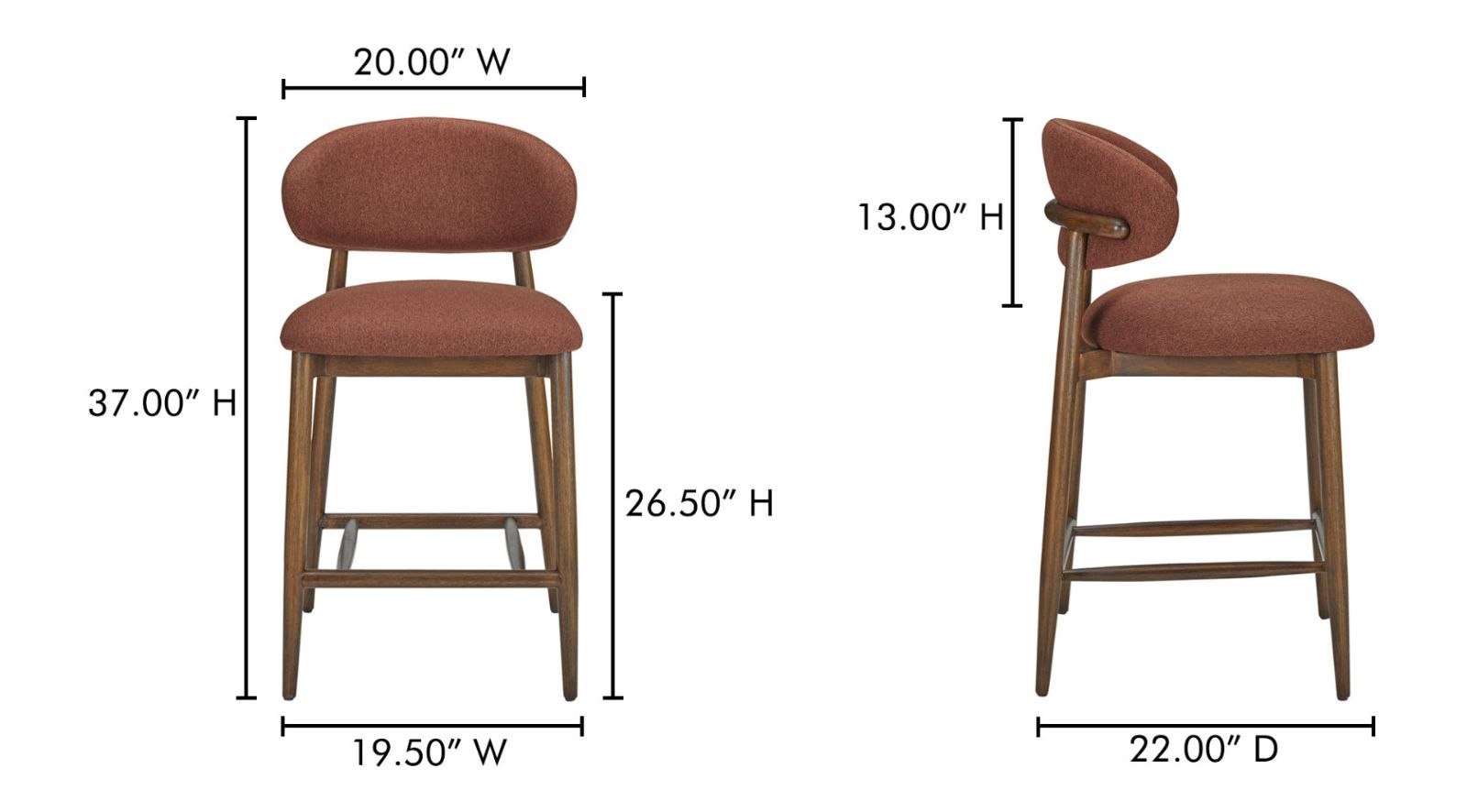 ELLIE COUNTER STOOL PERFORMANCE FABRIC-RUST - Image 6