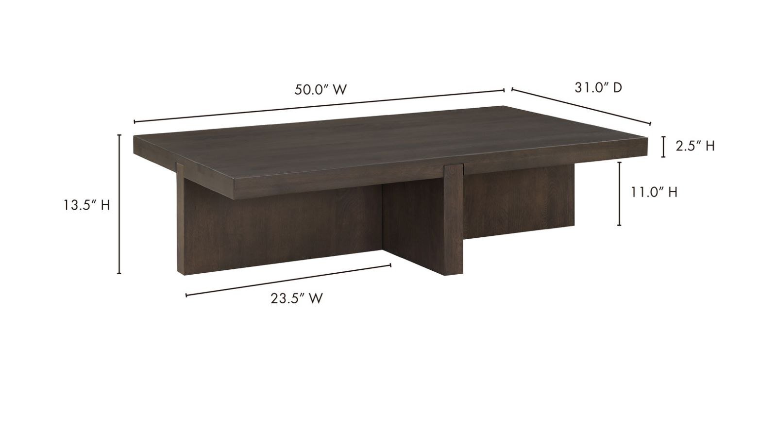 Folke Rectangular Coffee Table- Dark Brown - Image 4