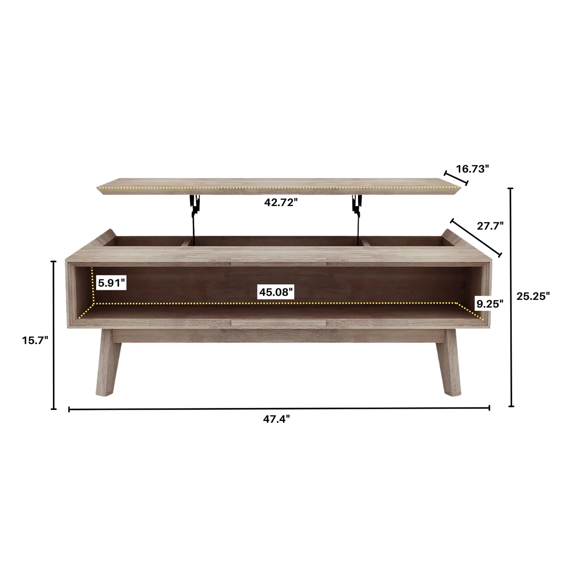Gia Coffee Table w/ Lift Top - Light Driftwood - Image 4
