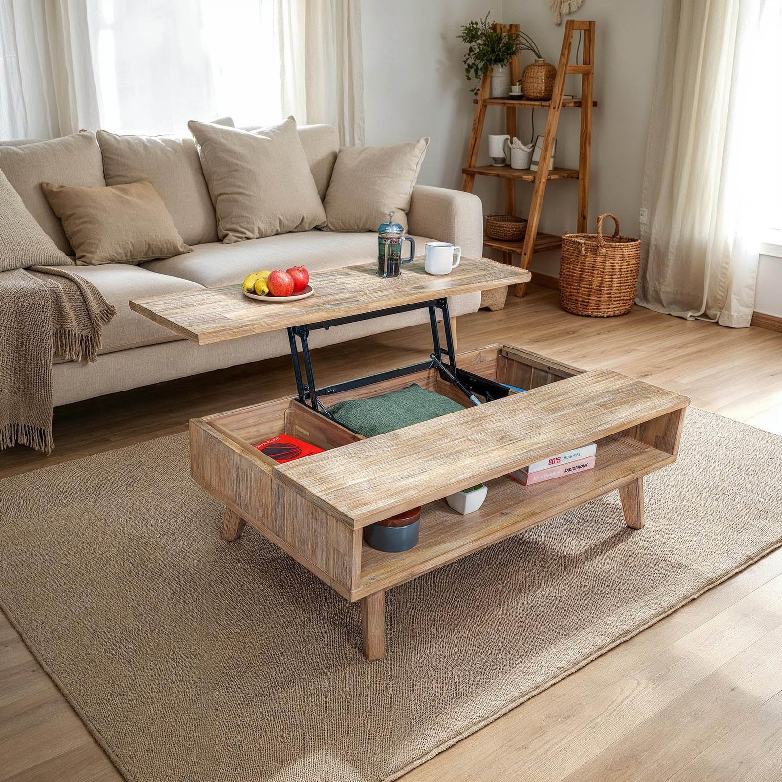Gia Coffee Table w/ Lift Top - Light Driftwood - Image 5