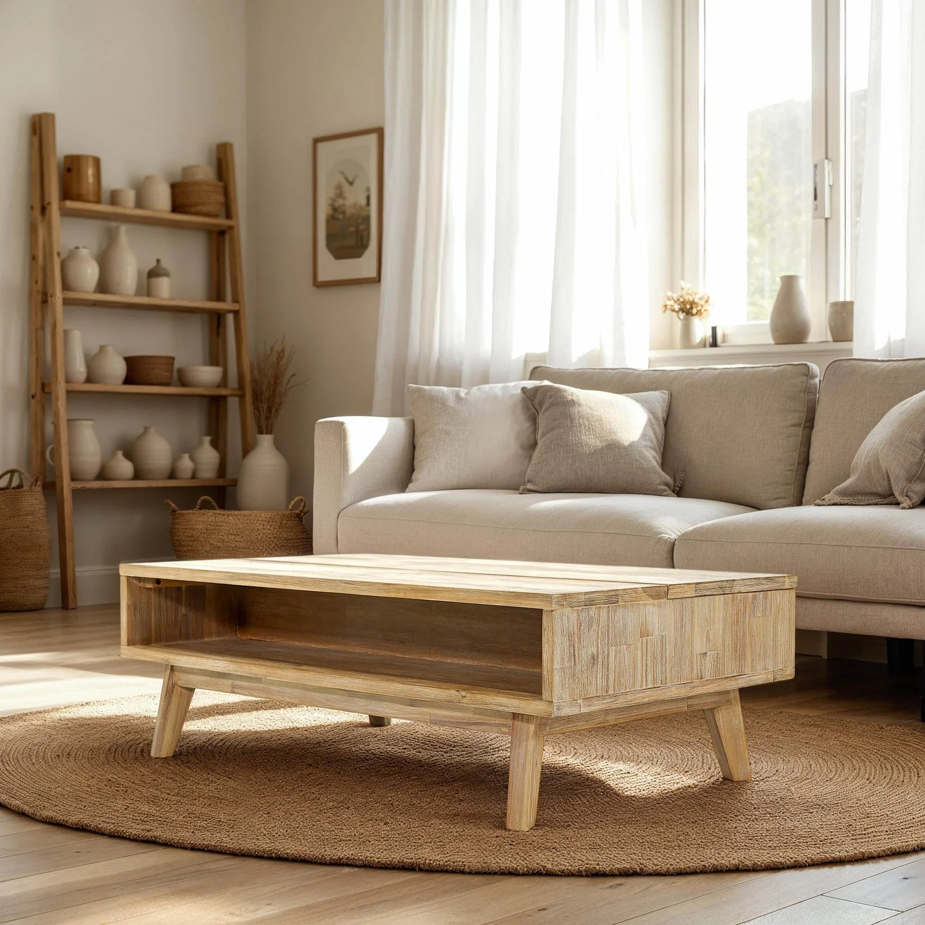 Gia Coffee Table w/ Lift Top - Light Driftwood - Image 2