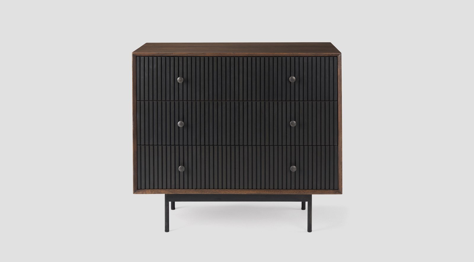 Grace 35.5L x 18.0W x 31.0H Medium Brown Wood W/Black Metal Frame 3 Drawer Accent Cabinet - Image 2