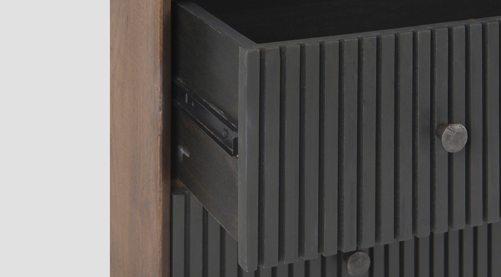 Grace 35.5L x 18.0W x 31.0H Medium Brown Wood W/Black Metal Frame 3 Drawer Accent Cabinet - Image 11