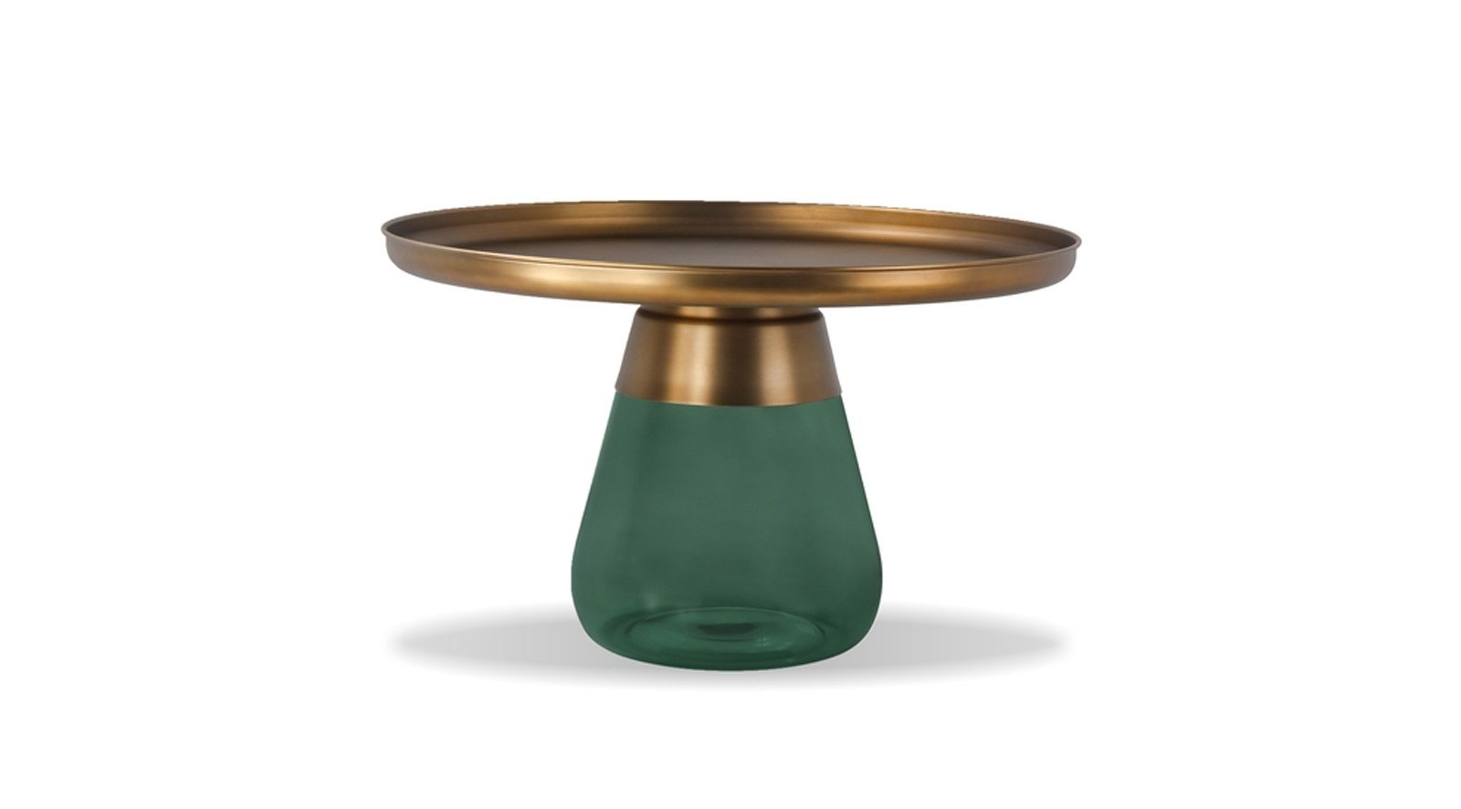 Duverre Coffee Table-antique Brass / Green Glass Base