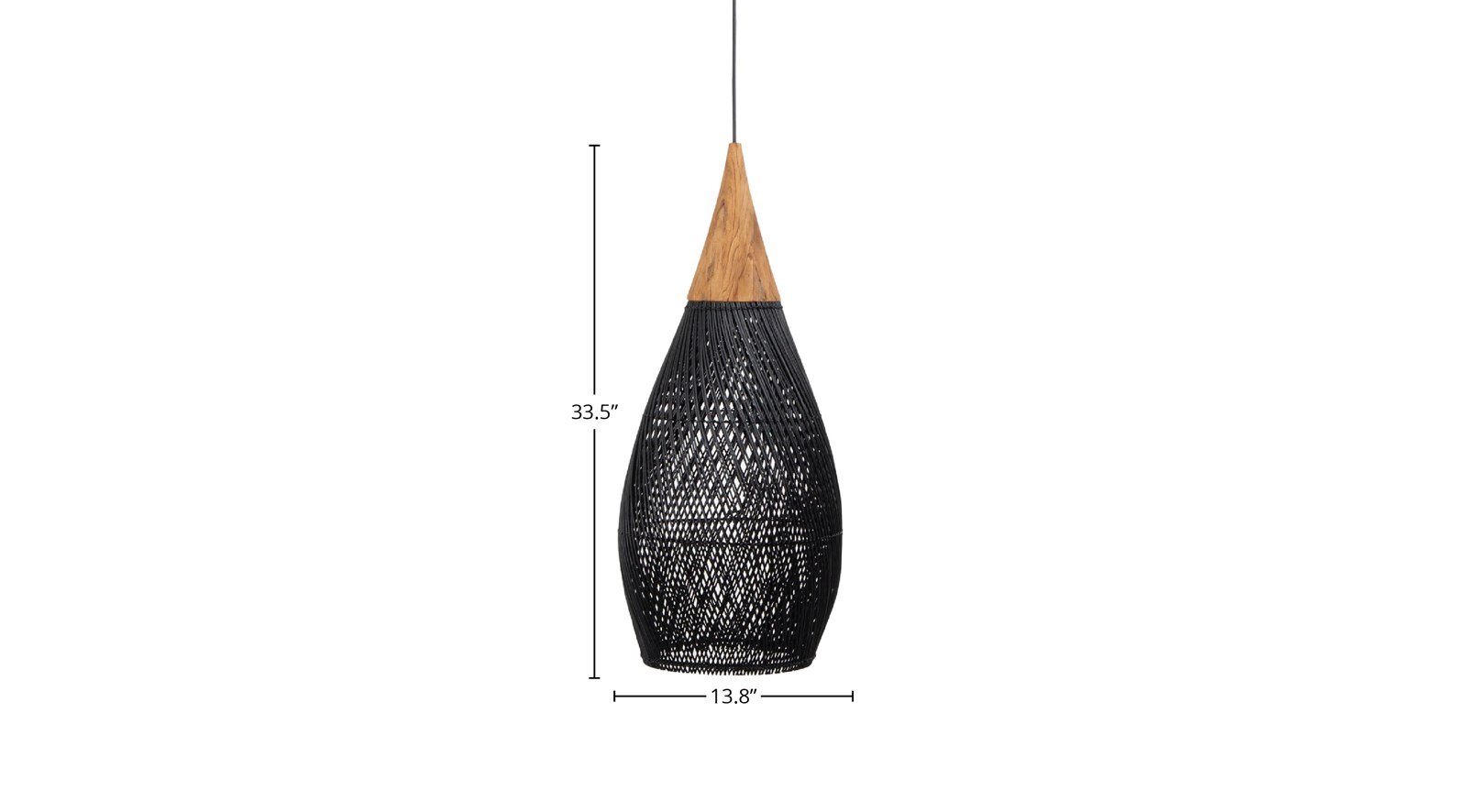 D Bodhi Horn Pendant Large - Black - Image 2