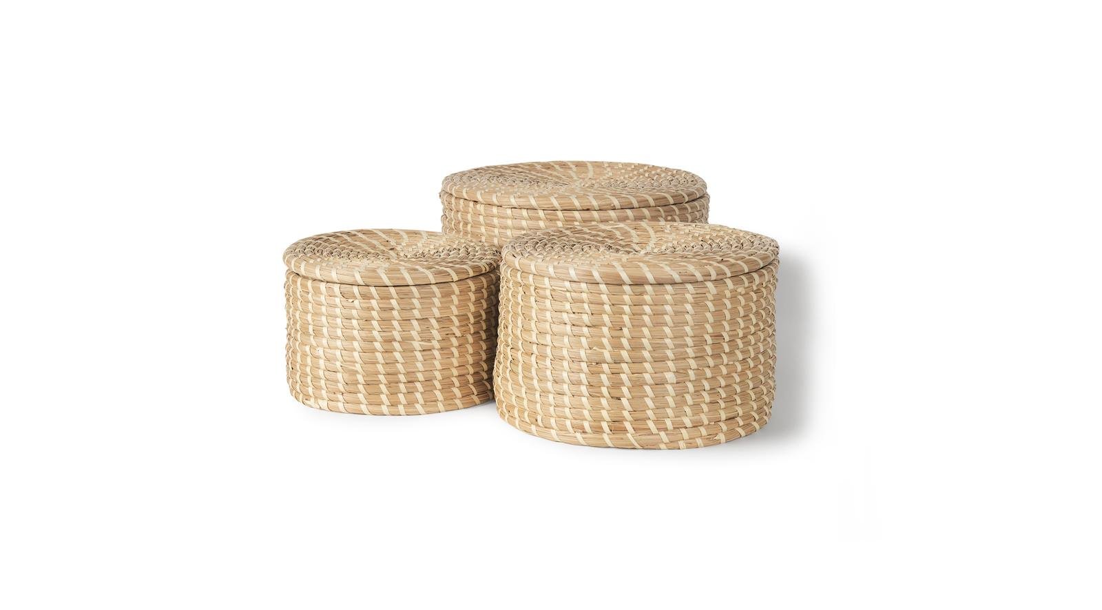 Kailini Seagrass & Plam Leaf Boxes S/4