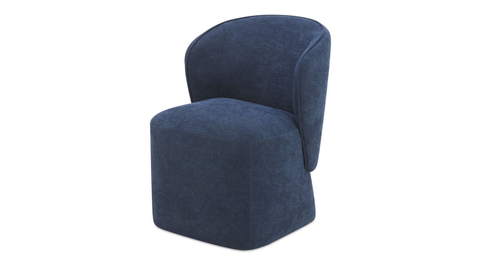 Larson Rolling Dining Chair-Navy Blue - Image 3