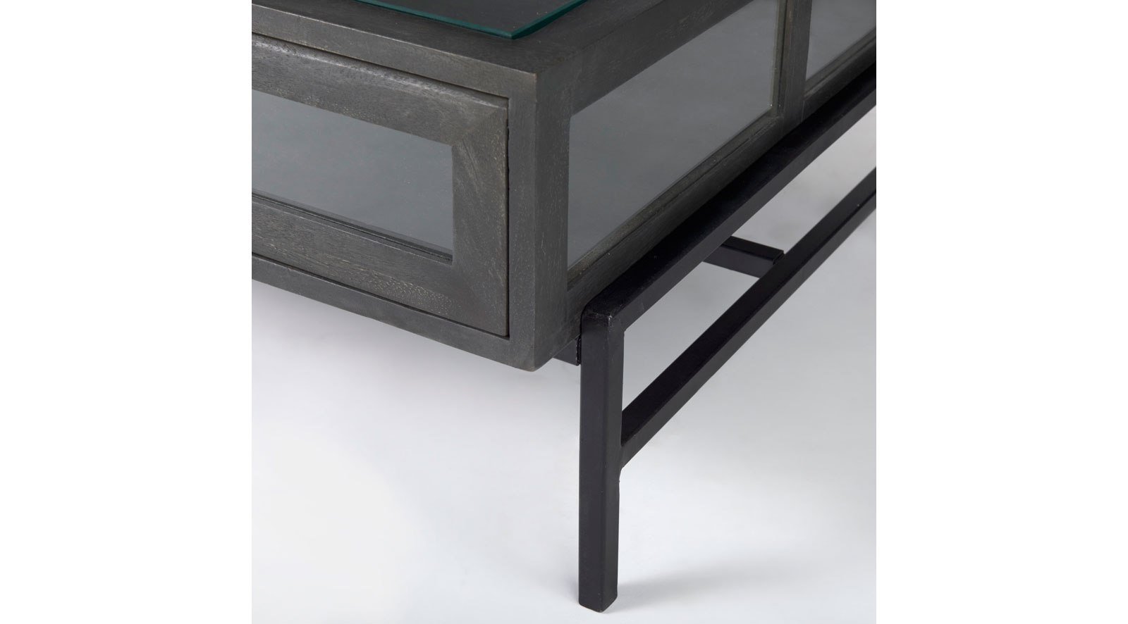 Arelius Dark Brown Wood W/Black Metal Frame Coffee Table - Image 3