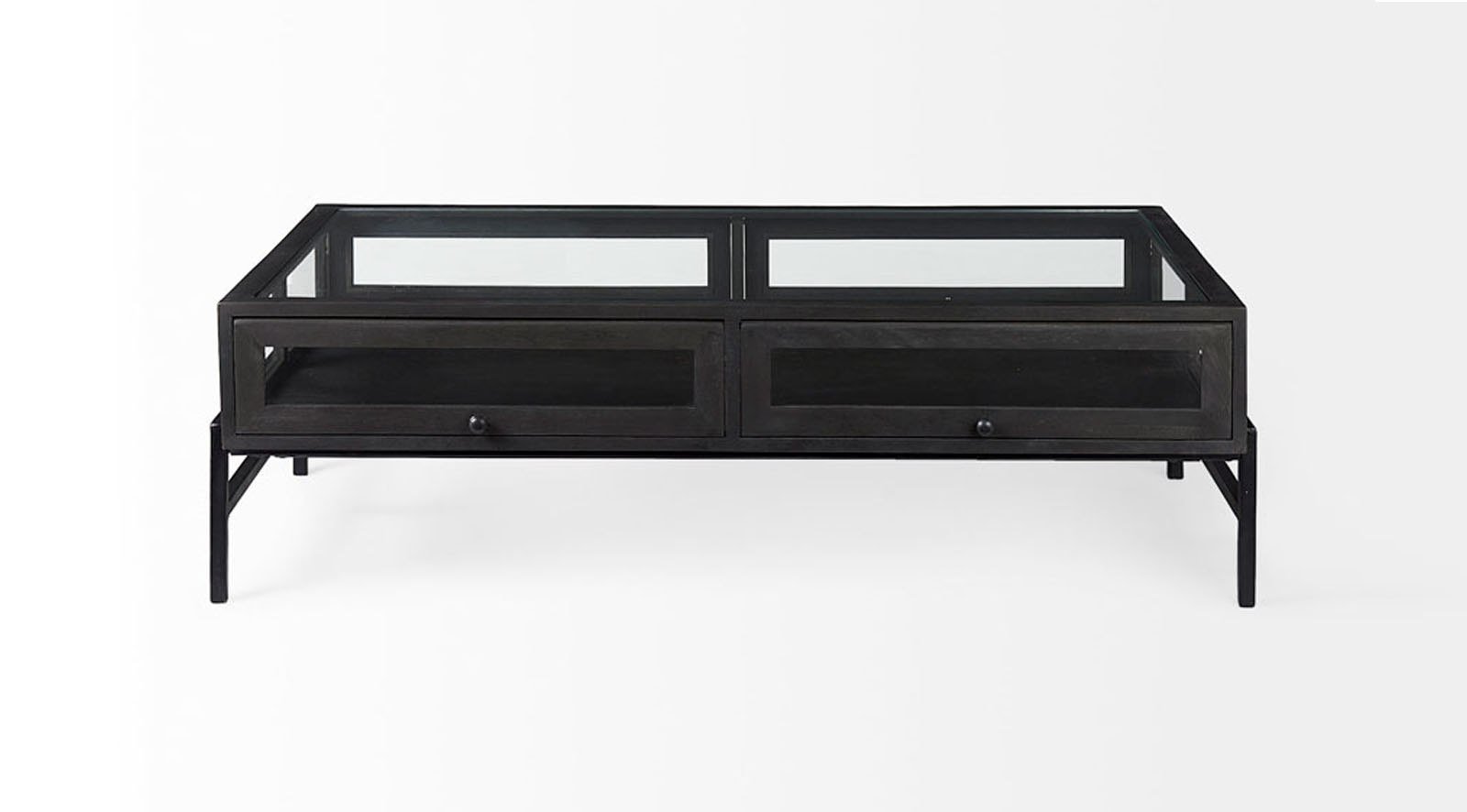 Arelius Dark Brown Wood W/Black Metal Frame Coffee Table - Image 2