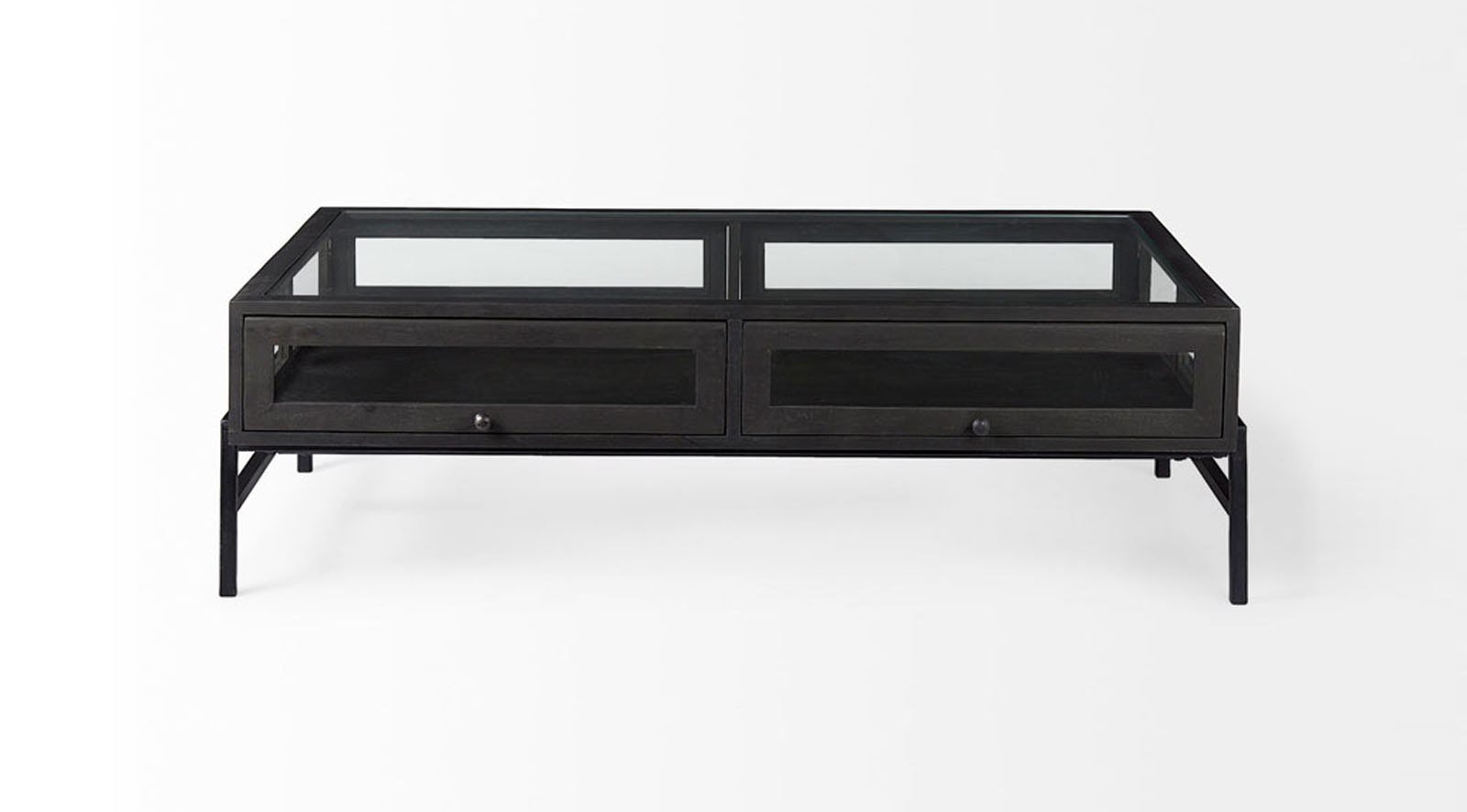 Arelius Dark Brown Wood W/Black Metal Frame Coffee Table - Image 9